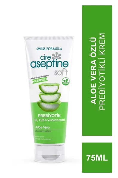 Cire Aseptine Soft Aloe Vera Özlü Rahatlatıcı Besleyici Prebiyotikli Krem 75 ml ürün görseli 1