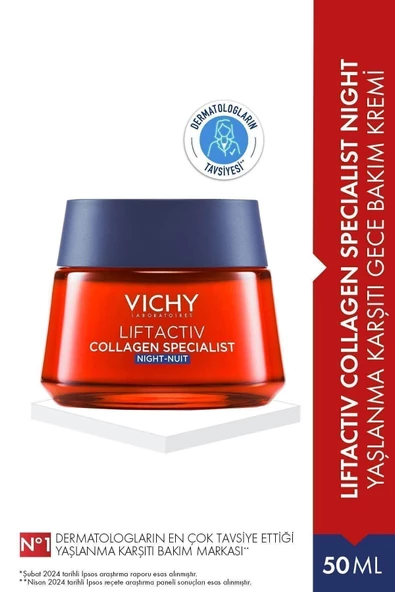 Vichy Liftactiv Collagen Specialist Yaşlanma Karşıtı Gece Bakım Kremi 50 ml ürün görseli 1