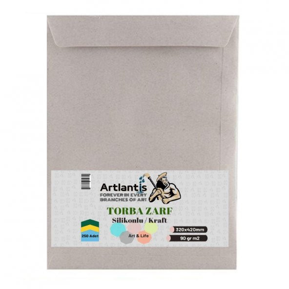 Torba Zarf 32x42 Cm Kraft 90 Gr Silikonlu 250li 1 Paket Artlantis 320*420 Mm Torba Zarf Kraft 250 li 1 Paket ürün görseli 1