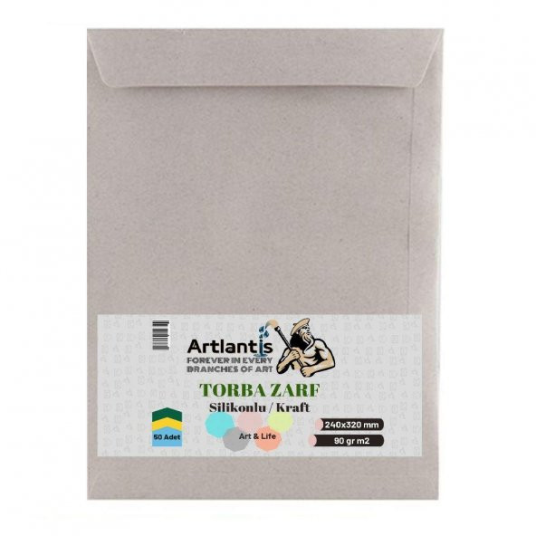 Torba Zarf 24x32 Cm Kraft 90 Gr Silikonlu 50li 1 Paket Artlantis 240*320 Mm Torba Zarf Kraft 50 li 1 Paket ürün görseli 1