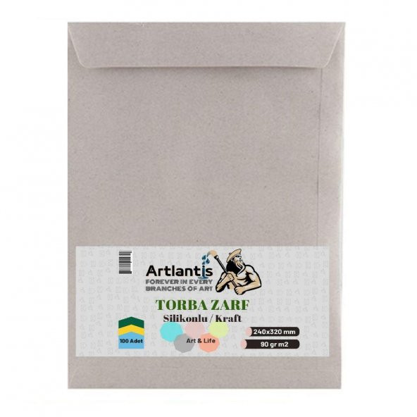 Torba Zarf 24x32 Cm Kraft 90 Gr Silikonlu 100li 1 Paket Artlantis 240*320 Mm Torba Zarf Kraft 100 li 1 Paket ürün görseli 1