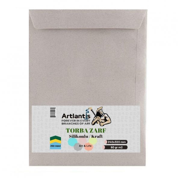 Torba Zarf 24x32 Cm Kraft 90 Gr Silikonlu 250li 1 Paket Artlantis 240*320 Mm Torba Zarf Kraft 250 li 1 Paket ürün görseli 1
