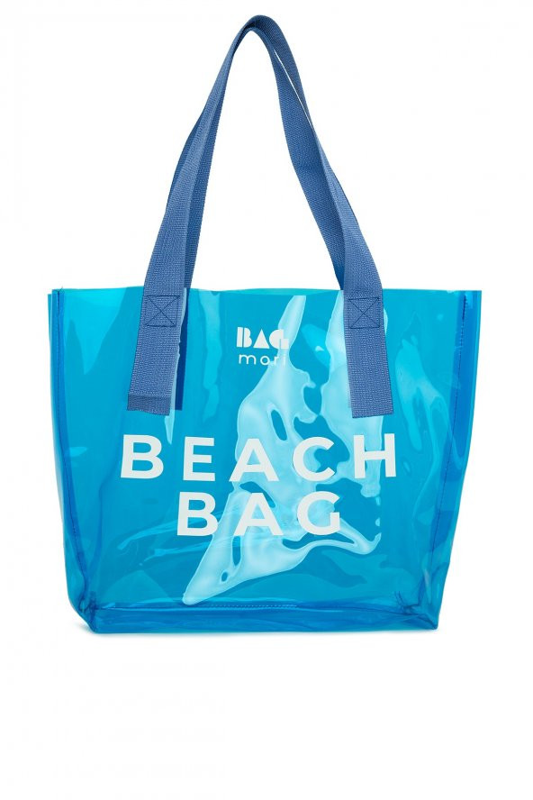 Bagmori Mavi Beach Bag Baskılı Şeffaf Plaj Çantası ürün görseli 1