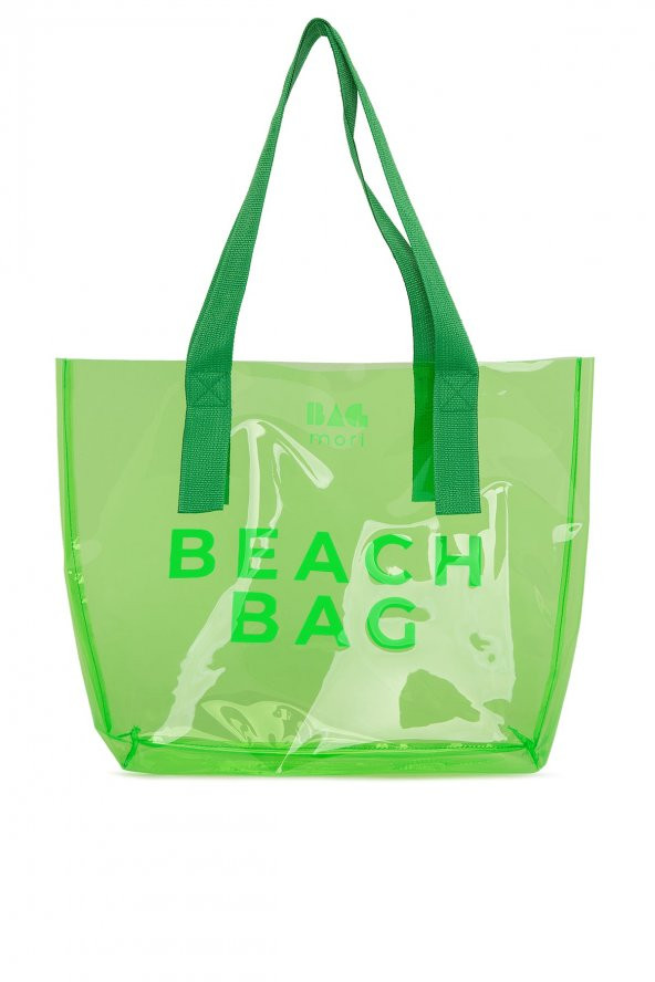 Bagmori Yeşil Beach Bag Baskılı Şeffaf Plaj Çantası ürün görseli 1