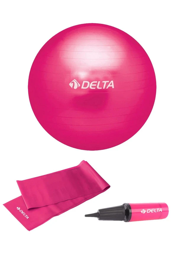 Delta 55 cm Pilates Topu 120 x 15 cm Orta Sert Bant Pompa Seti ürün görseli 1