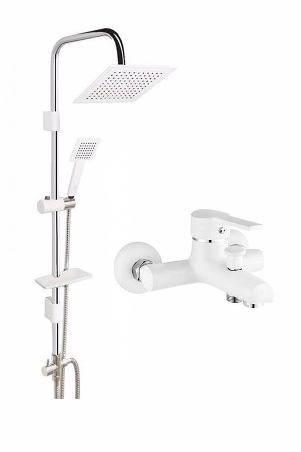 Beyaz Skyline Tepe Duş Seti Ve Beyaz Inci Banyo Bataryası ürün görseli 1