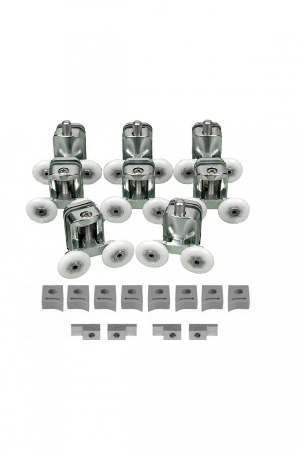 Metal Gövdeli Duşakabin / Cam Kabin Tekerleği Lüks Takım Set 8li (24mm Teker Çap) ürün görseli 1