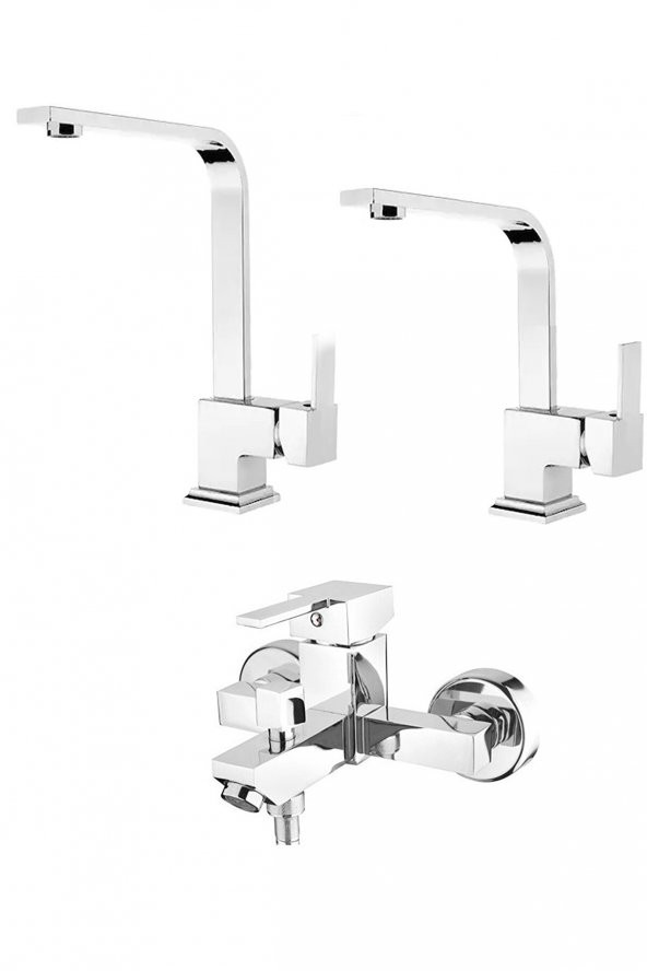 3lü Kare Batarya Seti Banyo+evye+lavabo ürün görseli 1