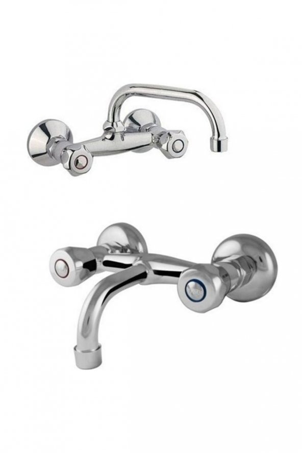 Klasik Çevirmeli Mutfak Ve Sabit Lavabo Bataryası ürün görseli 1