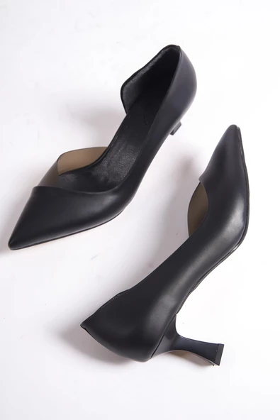 Oslo Siyah Kısa Kadeh Topuklu Stiletto Topuklu Ayakkabı ürün görseli 1