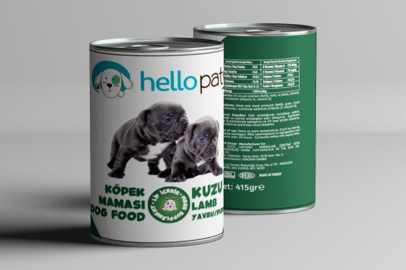 24 Adet 415 Gr Yavru Kuzu Etli Mama 24lü Yaş Konserve Köpek Maması 24-ADET-HELLO-PATY-KÖPEK-KUZU ürün görseli 1