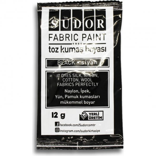 Südor kb10 Toz Kumaş Boyası Siyah 12 gr ürün görseli 1