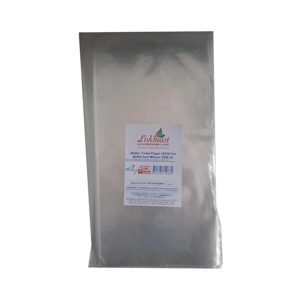 Jelatin Torba Poşet 15X30 Cm Şeffaf İnce Mikron 1000 Gr 1 Paket ürün görseli 1