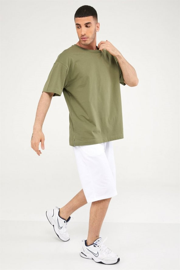 Oversize Erkek Tshirt-HAKİ - Resim 2