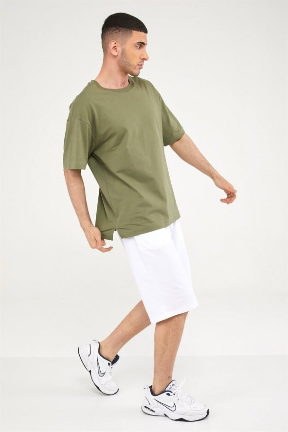 Oversize Erkek Tshirt-HAKİ - Resim 3