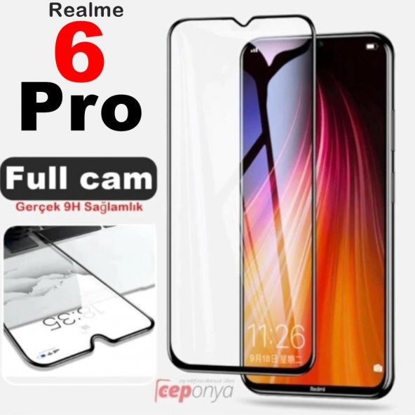 Realme 6 Pro Kırılmaya Dayanıklı Ekranı Tam Kaplayan Cam Koruyucu ürün görseli 1