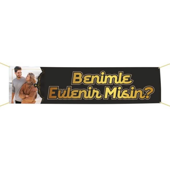Kişiye Özel Resimli Benimle Evlenir misin? Kumaş Pankart ürün görseli 1