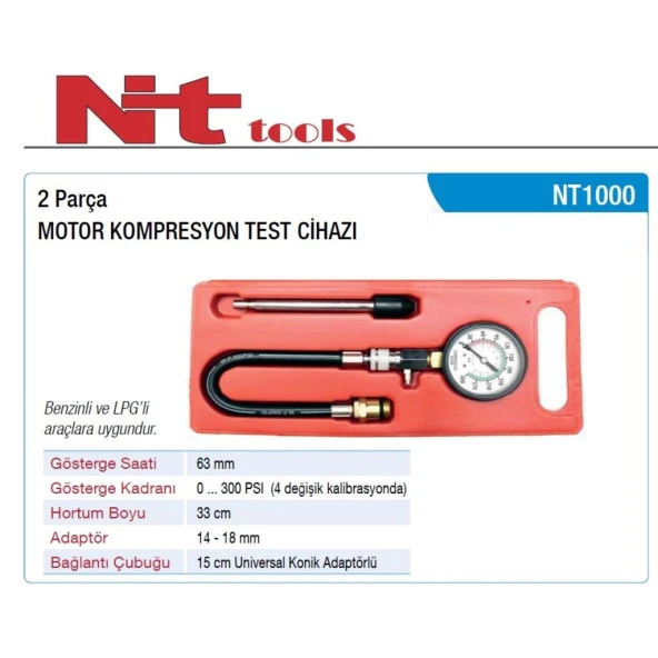 Nt Tools Nt1000 Motor Kompresyon Test Cihazı (2 Parça) - Resim 2