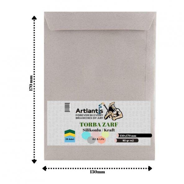 Torba Zarf 13x17 Cm Kraft 90 Gr Silikonlu 25li 1 Paket Artlantis 130*170 Mm Torba Zarf Kraft 25 li 1 Paket ürün görseli 1