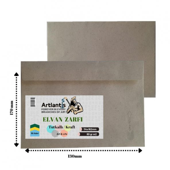 Elvan Mektup Zarf Kraft Silikonlu 114x162 Mm 50 Adet 1 Paket Artlantis Cırtlı Elvan Zarf 114*162 50 Li 1 Paket ürün görseli 1