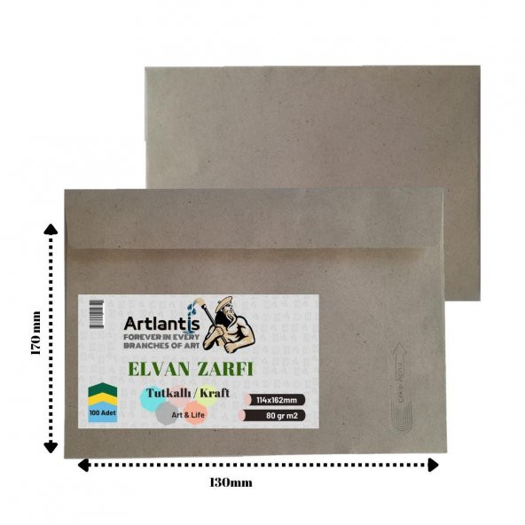 Elvan Mektup Zarf Kraft Silikonlu 114x162 Mm 100 Adet 1 Paket Artlantis Cırtlı Elvan Zarf 114*162 100 Li 1 Paket ürün görseli 1