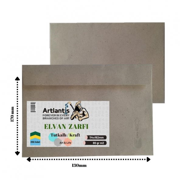 Elvan Mektup Zarf Kraft Silikonlu 114x162 Mm 250 Adet 1 Paket Artlantis Cırtlı Elvan Zarf 114*162 250 Li 1 Paket ürün görseli 1