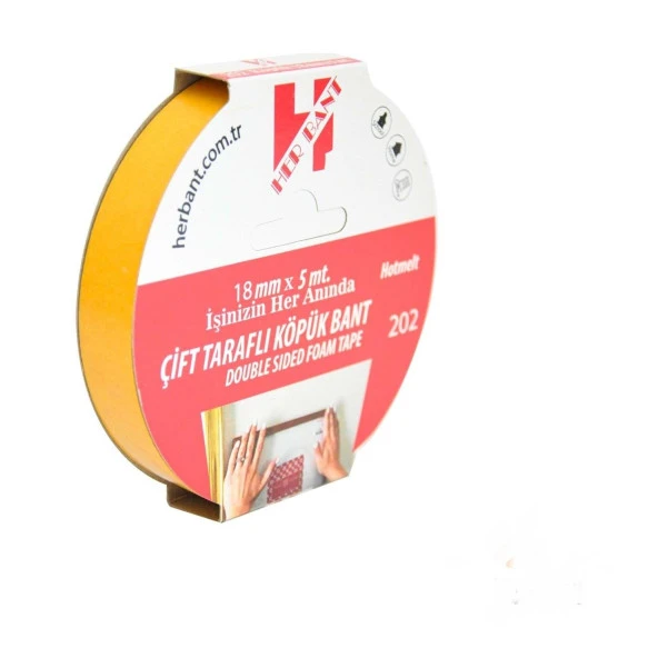 Her Bant Çift Taraflı Köpük Bant Askılı 18 MM x 5 Metre ürün görseli 1