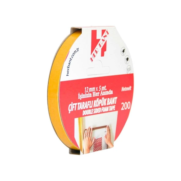 Her Bant Çift Taraflı Köpük Bant Askılı 12 MM x 5 Metre ürün görseli 1