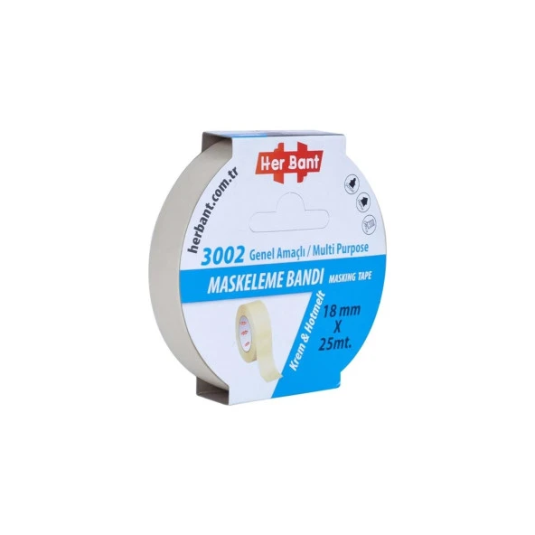 Her Bant Krepe Maskeleme Bantı 18 Mm x 25 Metre Maskeleme Bandı ürün görseli 1