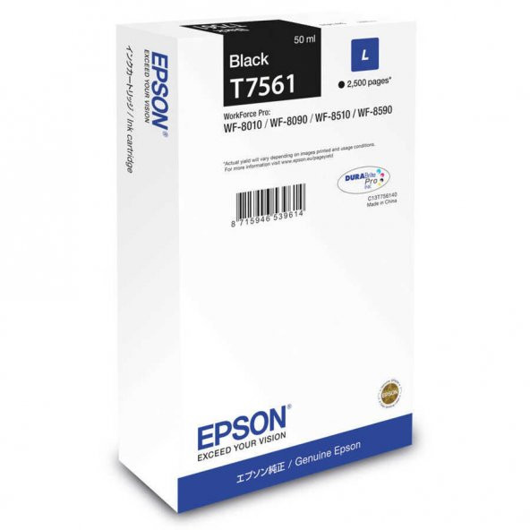 Epson T7561L Siyah Kartuş ürün görseli 1