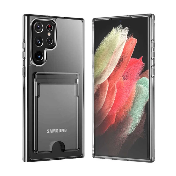 Galaxy S21 Ultra Kılıf Zore Ensa Kartlık Bölmeli Şeffaf Kılıf ürün görseli 1