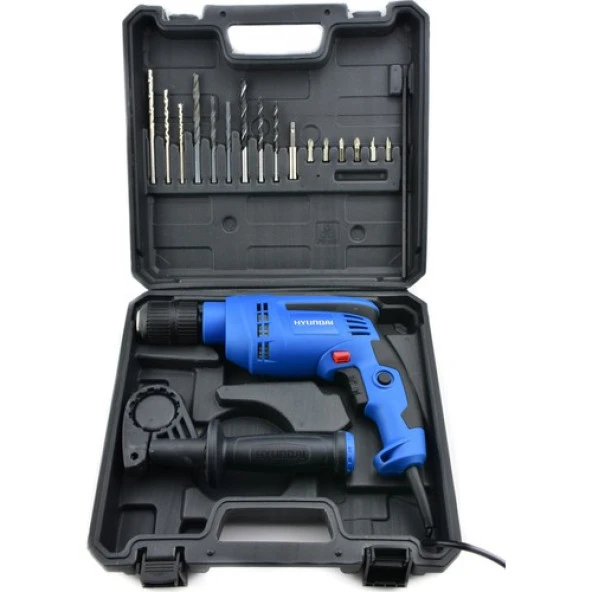 Hyundai HP710Set 710W Darbeli Matkap | 13 mm Mandren – 2 Kademeli Hız Ayarı – Plastik Çantalı + 16 Parça Uç Seti – 2 Yıl Garantili ürün görseli 1