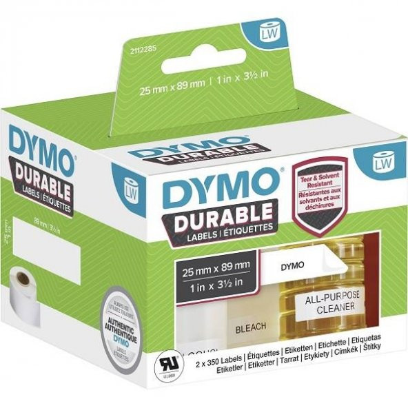 DYMO Etiket rulosu 89 x 25 mm PE film Beyaz 700 adet Kalıcı 2112285 Çok amaçlı etiketler, Adres etiketleri ürün görseli 1
