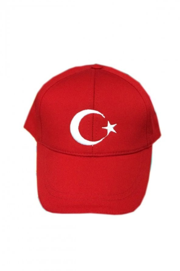 Bayrak Şapka Ay Yıldızlı Şapka Arkası Cırtlı Nakışlı Ürün ürün görseli 1