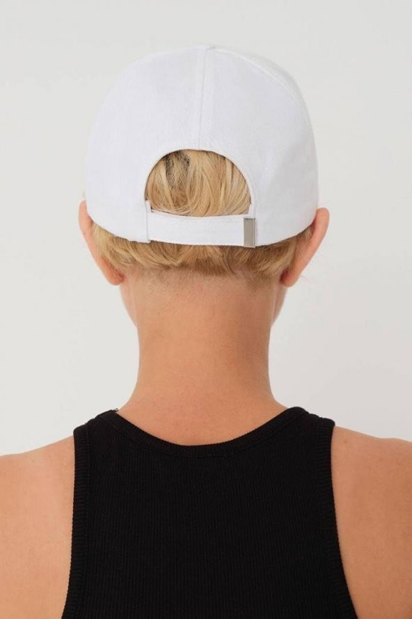 Unisex Beyaz Düz Şapka - Resim 2