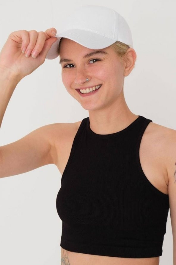 Unisex Beyaz Düz Şapka ürün görseli 1