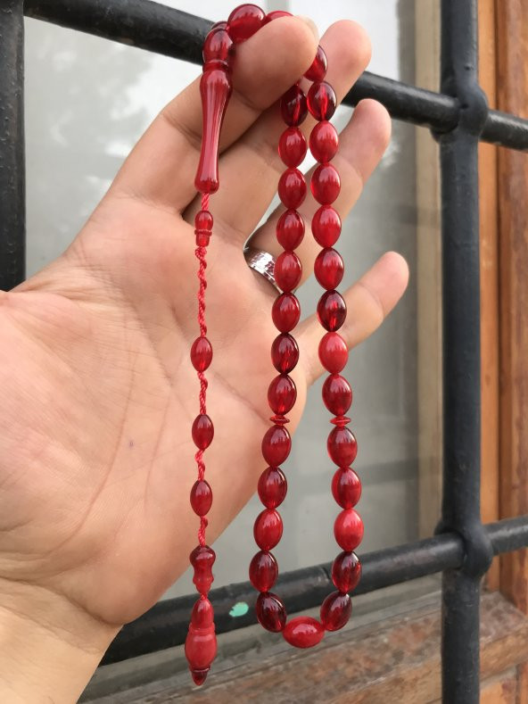 Yoğun Hareli Sistem Püsküllü Toz Kehribar Tespih ürün görseli 1