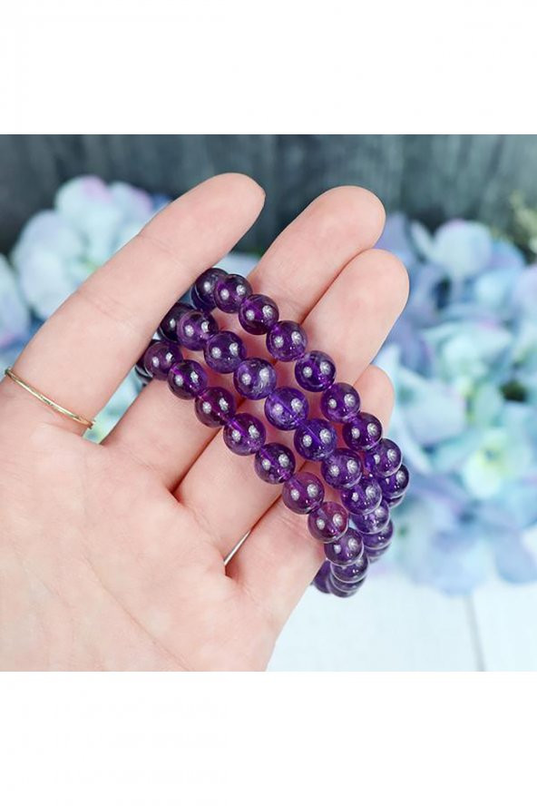 Ametist Doğal Taş Bileklik 8mm küre ürün görseli 1