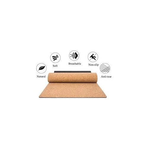 MANTAR YOGA MATI DOĞAL KAĞUCUK  ÜZERİ MANTAR KAPLAMA 61X161 CM 5 MM KALINLIK ürün görseli 1