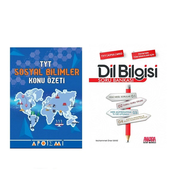 Apotemi TYT Sosyal Bilimler Konu Özetli ve AKM Dil Bilgisi Soru Bankası Seti 2 Kitap ürün görseli 1