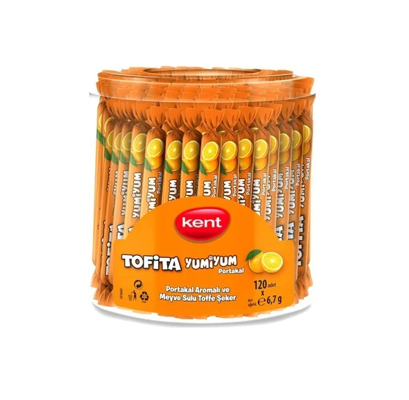 Kent Tofita Yumiyum Portakal Aromalı Şeker 120 Adet ürün görseli 1
