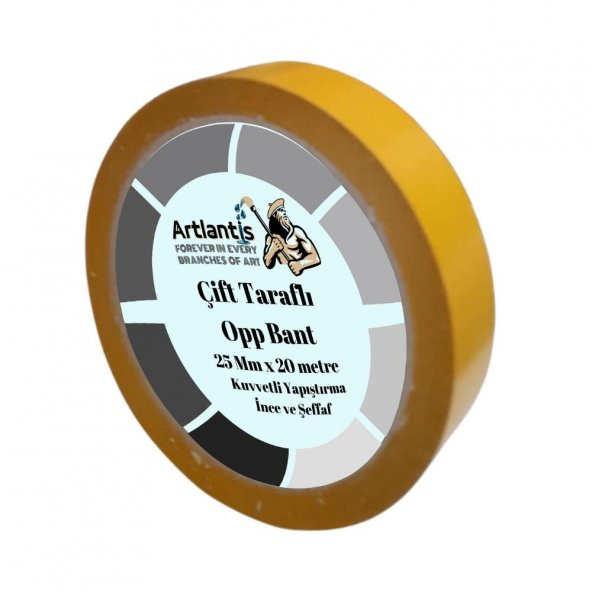 Çift Taraflı Bant İnce Şeffaf 25 mm 20 Metre 1 Adet Artlantis Resim Tablo Fotoraf Halı Yapıştırıcısı 1 Adet ürün görseli 1