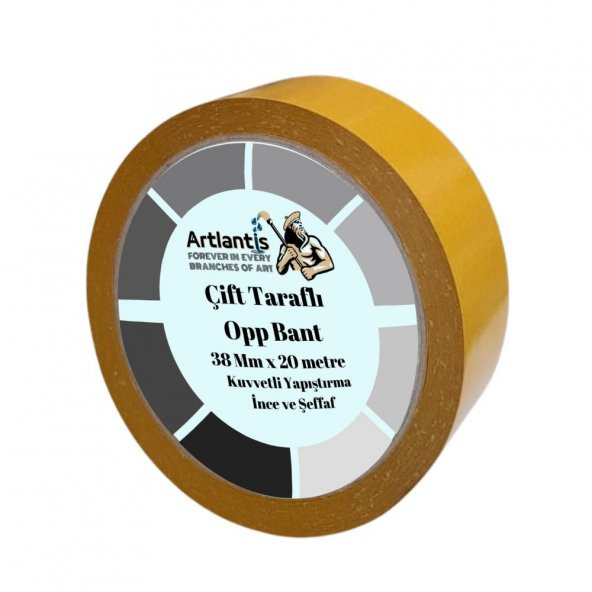 Çift Taraflı Bant İnce Şeffaf 38 mm 20 Metre 1 Adet Artlantis Resim Tablo Fotoraf Halı Yapıştırıcısı 1 Adet ürün görseli 1