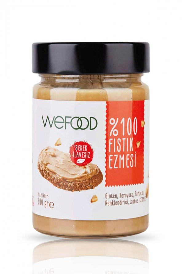 Wefood Şekersiz Sade 100 Fıstık Ezmesi 300 gr (Fıstık Parçacıklı) ürün görseli 1