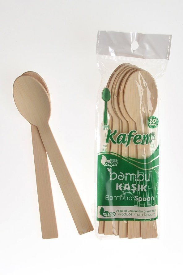 AHŞAP KAŞIK BAMBU 10 ADET ürün görseli 1