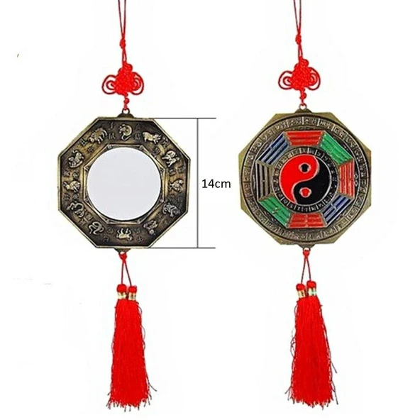 Çin Feng Shui Bagua Bakır Ayna 14 cm Köşeli ürün görseli 1