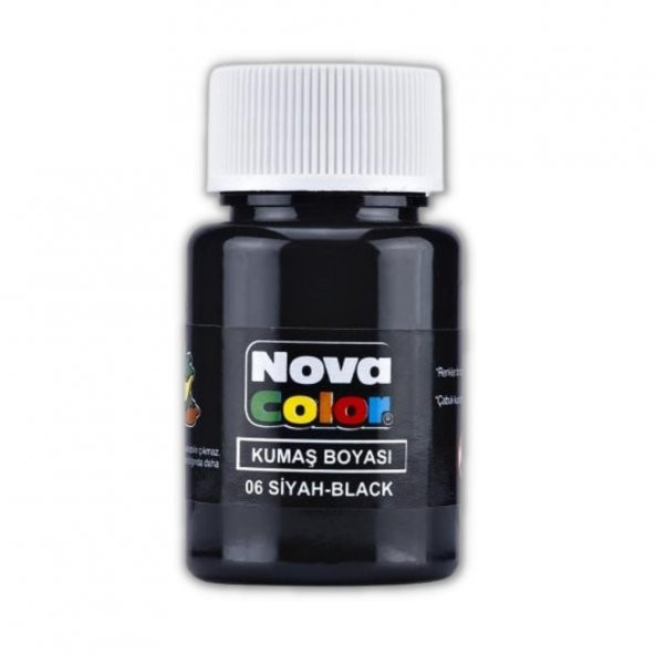 Siyah Kumaş Boyası Tişört Çanta Tekstil Boyası 30 ml 1 Adet Nova Color Kumaş Boyası Siyah 1 Adet ürün görseli 1