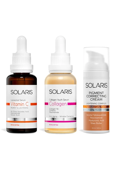 Solaris C Vitamin Cilt Serumu Ve Yaşlanma Karşıtı Kolajen Cilt Serumu Ve Aydınlatıcı Leke Kremi ürün görseli 1