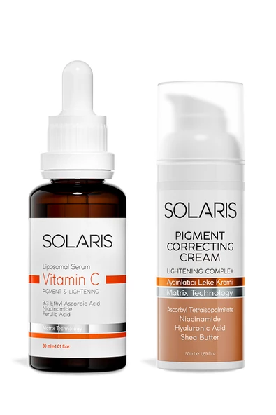 Solaris Leke Karşıtı C Vitamin Cilt Serumu 30 ml Ve Melavoid İçerikli Aydınlatıcı Leke Kremi 50 ml ürün görseli 1