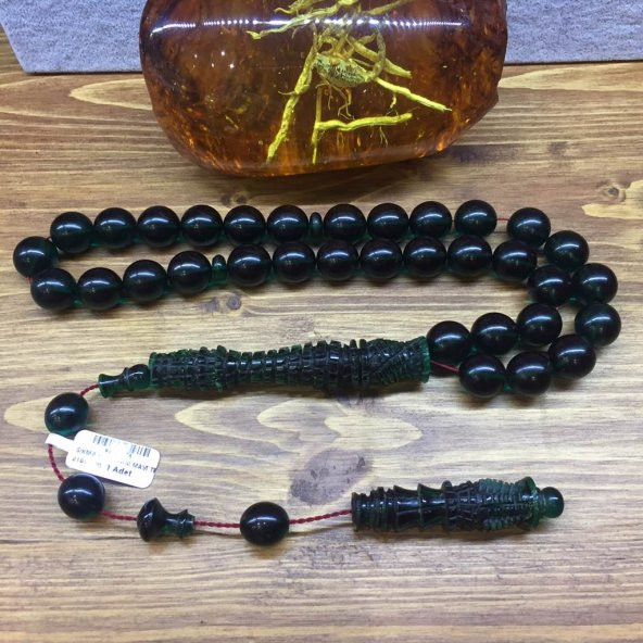 KEHRİBAR SIKMA KHR 12MM MAVİ TESBİH ürün görseli 1